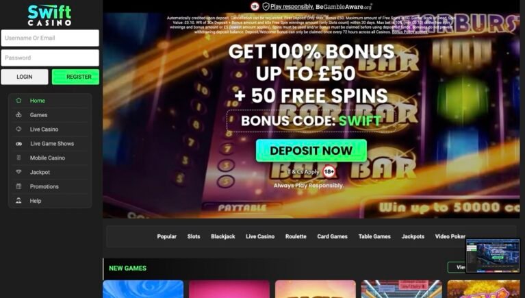 Swift Casino Homepage Large